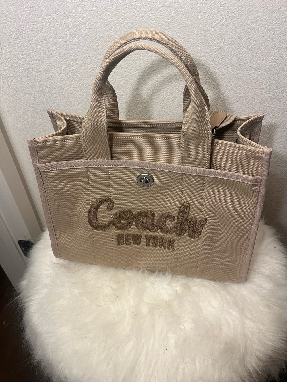 Coach Beige Canvas Signature Tote